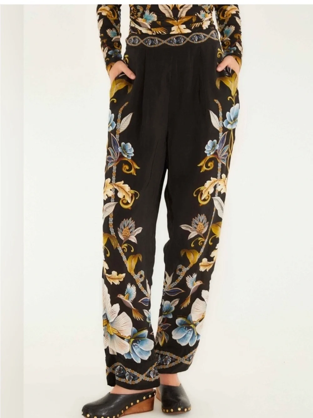Black Flowerful Garden Pajama Pants by Farm Rio! DT